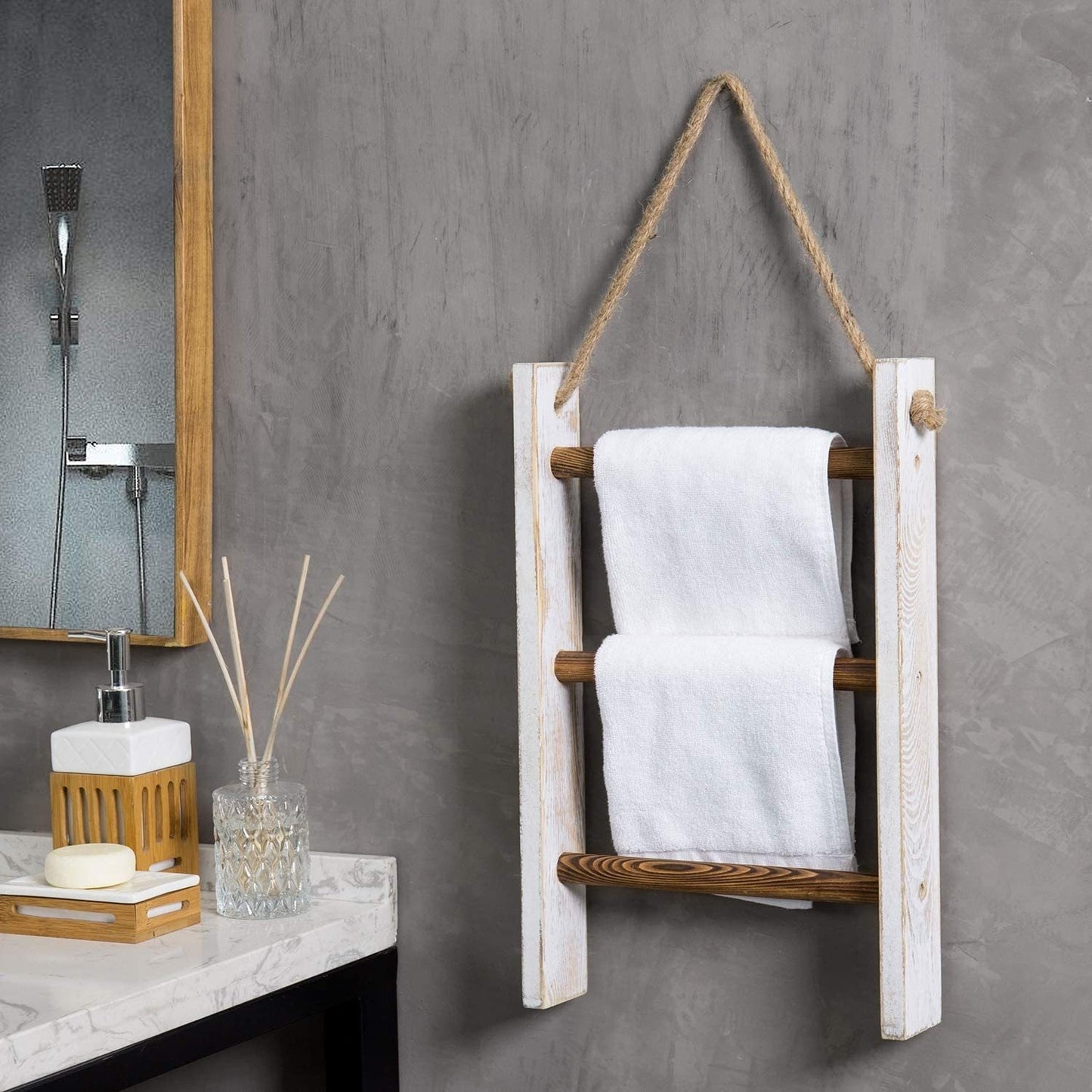 Retro Wood Towel Storage Rack