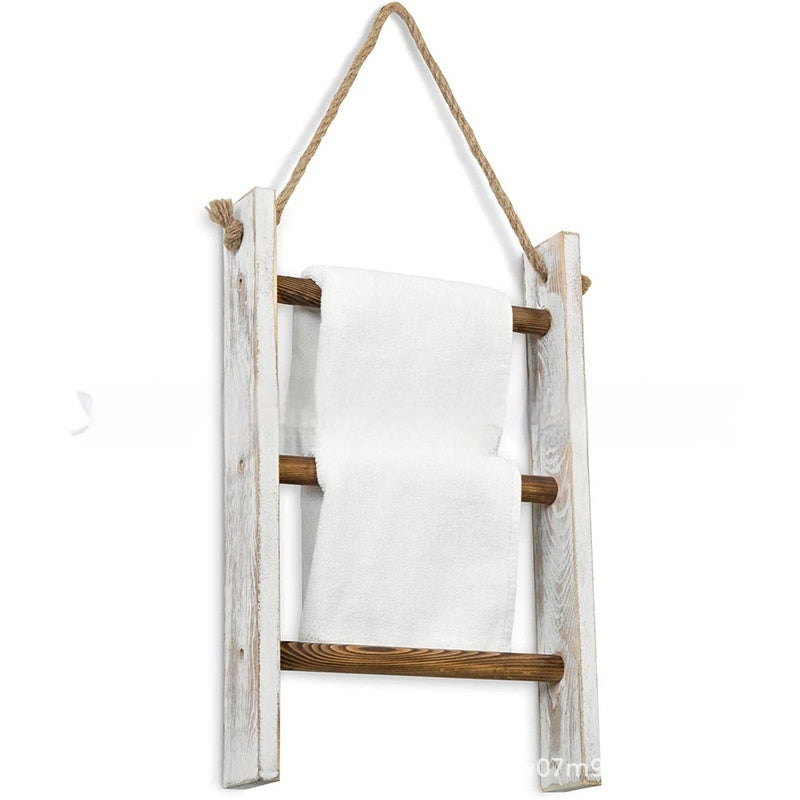 Retro Wood Towel Storage Rack