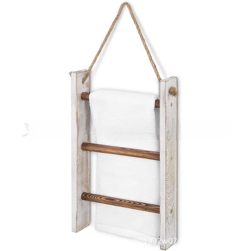 Retro Wood Towel Storage Rack