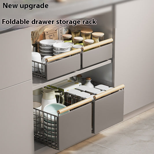 Kitchen Bathroom Multifunctional Foldable Pull Storage Basket